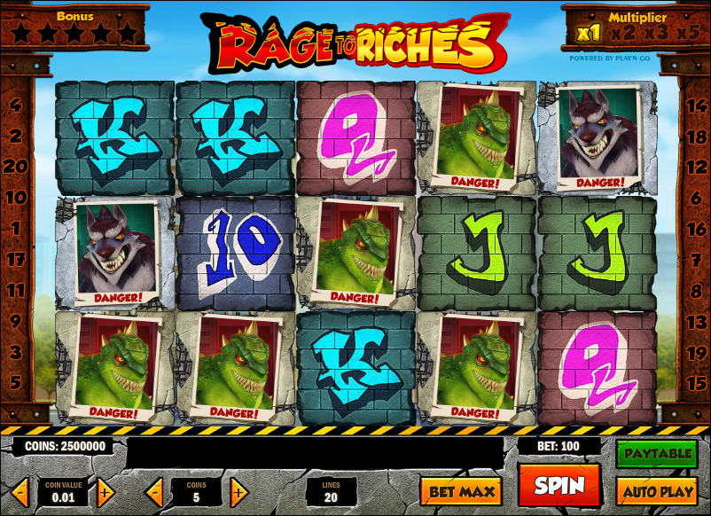 Play No Download Rage to Riches Slot Machine Free Here